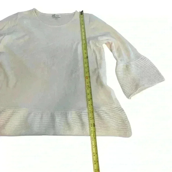 Neiman Marcus Cashmere Sweater Sz XL Gorgeous Bell 3/4 Sleeve Cream Color $998 - Picture 3 of 8